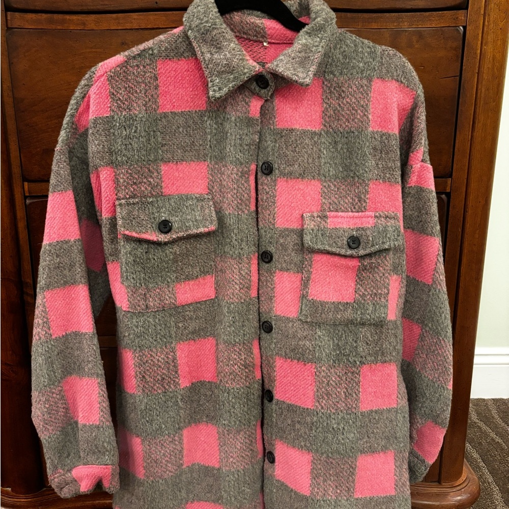 Amazon Pink and Gray Plaid Women's Jacket